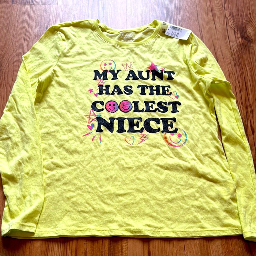 NWT‎ Children’s Place Yellow Long Sleeve Tee with Cool Niece Graphic